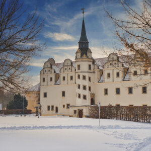 Johannbau Dessau im Winter