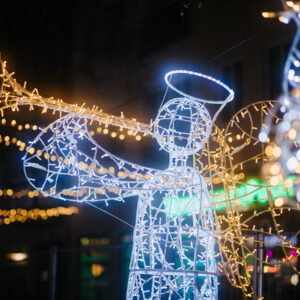 Lichtfiguren auf dem Adventsmarkt Dessau