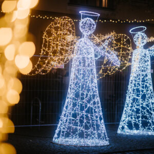 Lichtfiguren auf dem Adventsmarkt Dessau