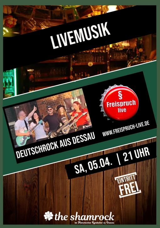 Plakat Band Freispruch am 05.04.2025 im Shamrock Dessau